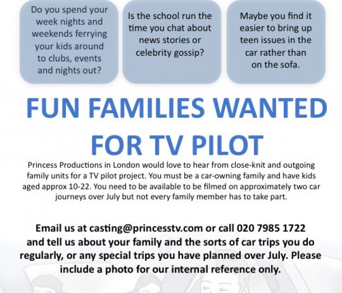 Are you always driving your teenage around? TV pilot is casting